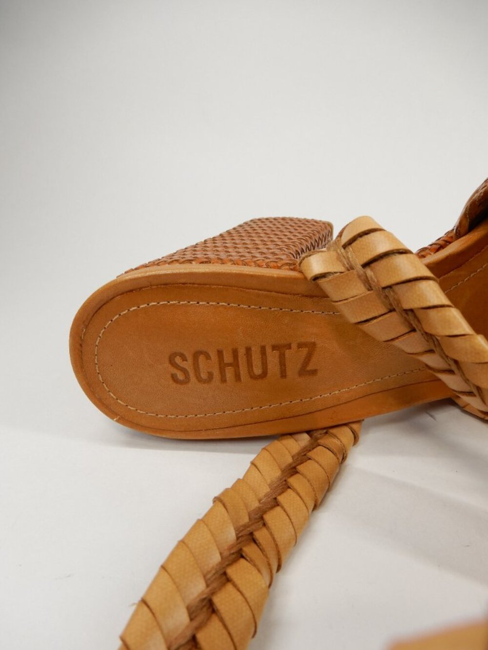 Schutz Khari Chunky Platform Sandals Size 6.5 Brown Woven Block Heel NEW - Picture 15 of 16